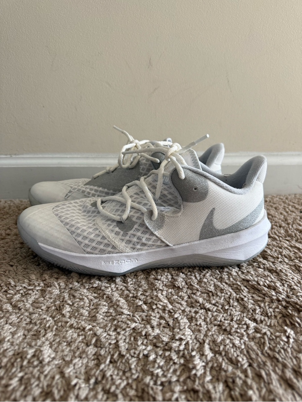 Nike White and Light Gray Athletic Sneakers